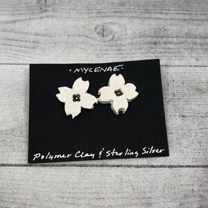 Nwt artisan handmade polymer clay flower earrings sterling 925 boho rustic fun.
